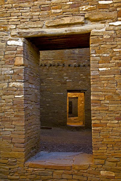 Looking through doorways at Chaco Canyon