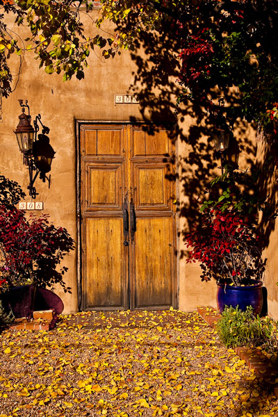 Double Santa Fe Door-4 A distinctive double door in Santa Fe New Mexico