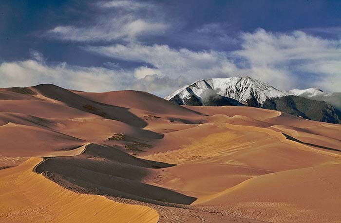 Great Sand Dunes in the Evening Great Sand Dunes National Monument in Colorado in the Evening